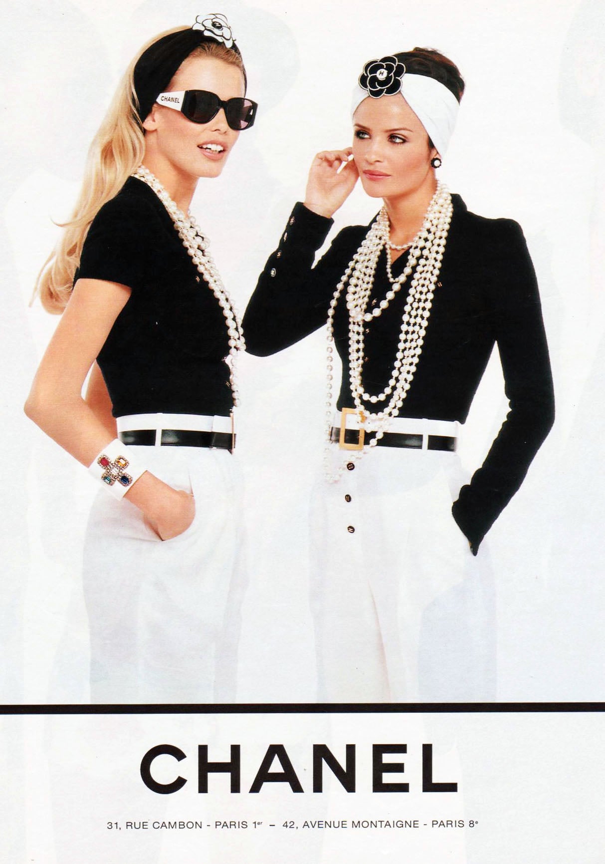 CHANEL SPRING / SUMMER 1995 (95P) 'BARBIE COLLECTION' BLACK WHITE PLASTIC SPELLOUT LOGO SUNGLASSES