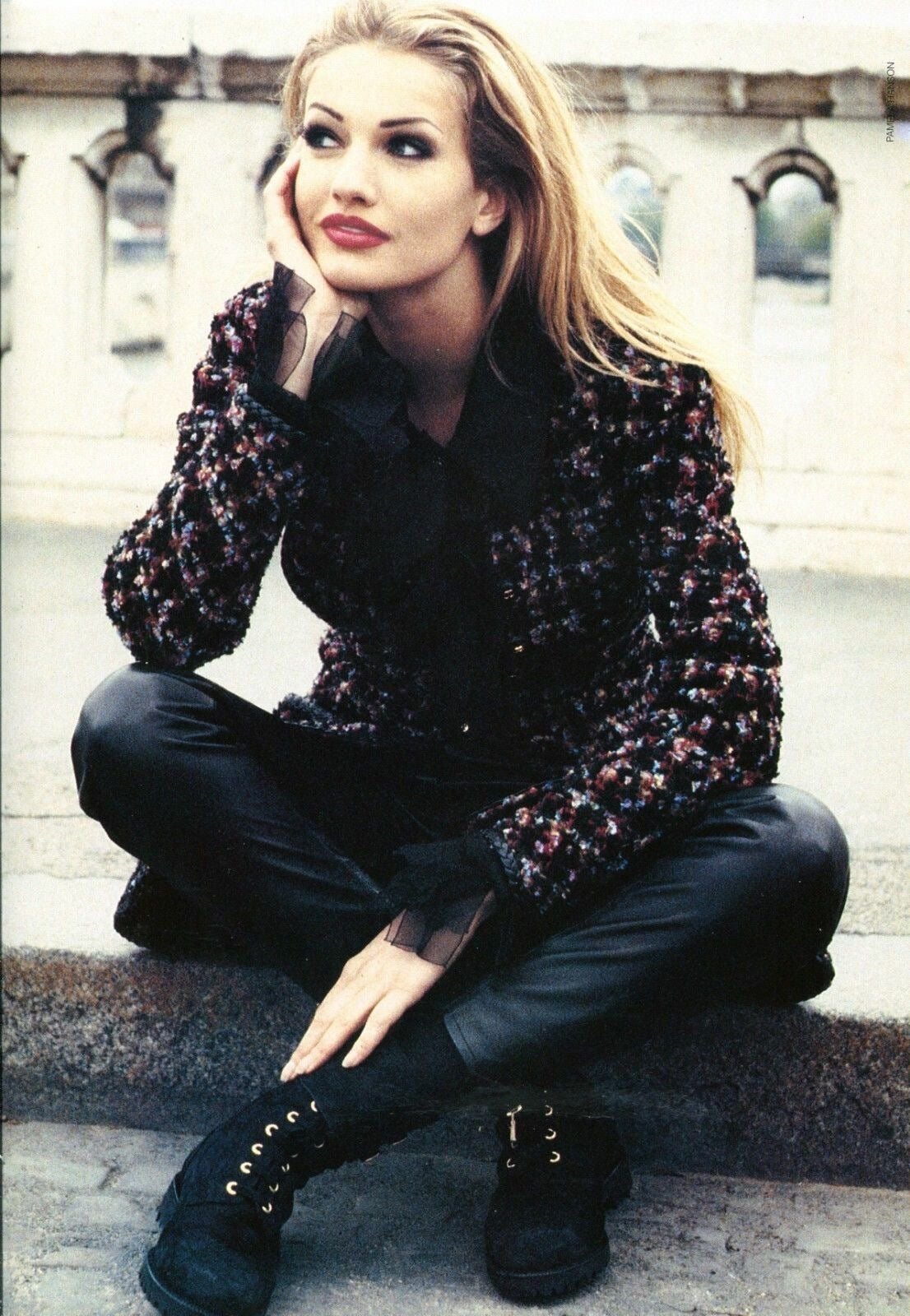 CHANEL FALL/WINTER 1992 HEAVY MULTICOLOUR TWEED LONG SLEEVE COAT