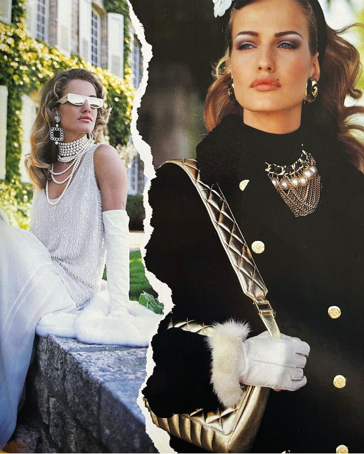 CHANEL FALL/WINTER 1991 GOLD PLATED BLACK LEATHER ENTWINED LEATHER MULTI CHAIN LINK NECKLACE