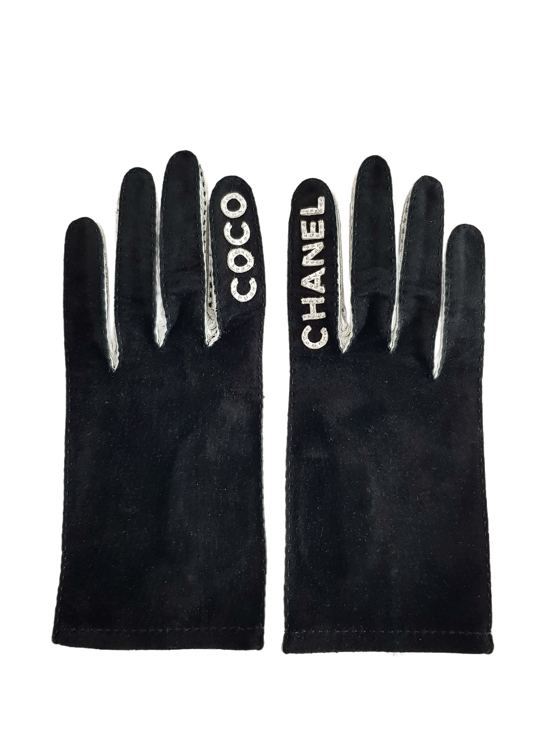 CHANEL FALL / WINTER 1994 (94A) BLACK SUEDE SILVER LEATHER 'COCO CHANE