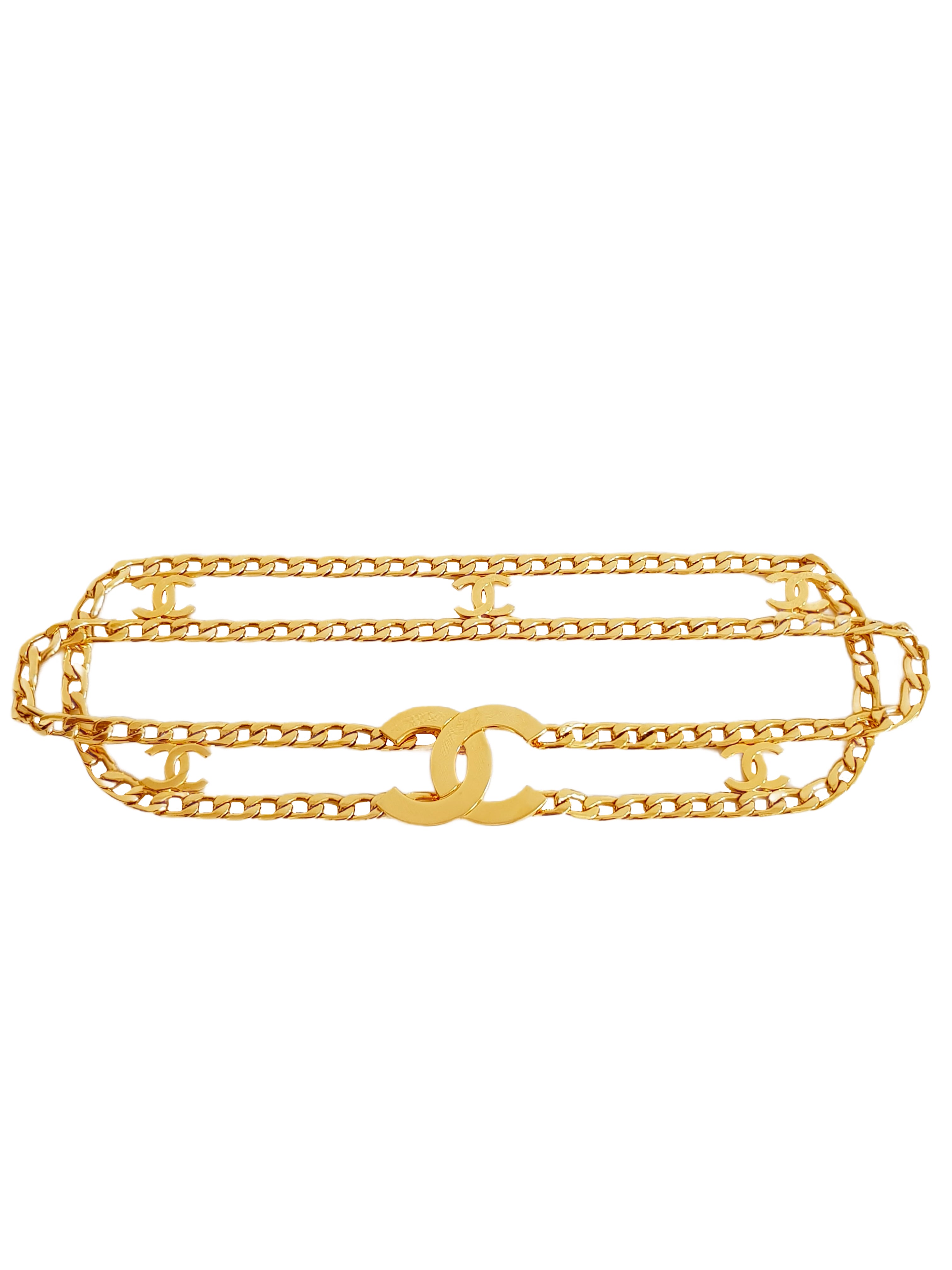 CHANEL FALL/ WINTER 1997 (97A) GOLD PLATED MULTI CC LOGO 'LIL KIM' CHAIN BELT