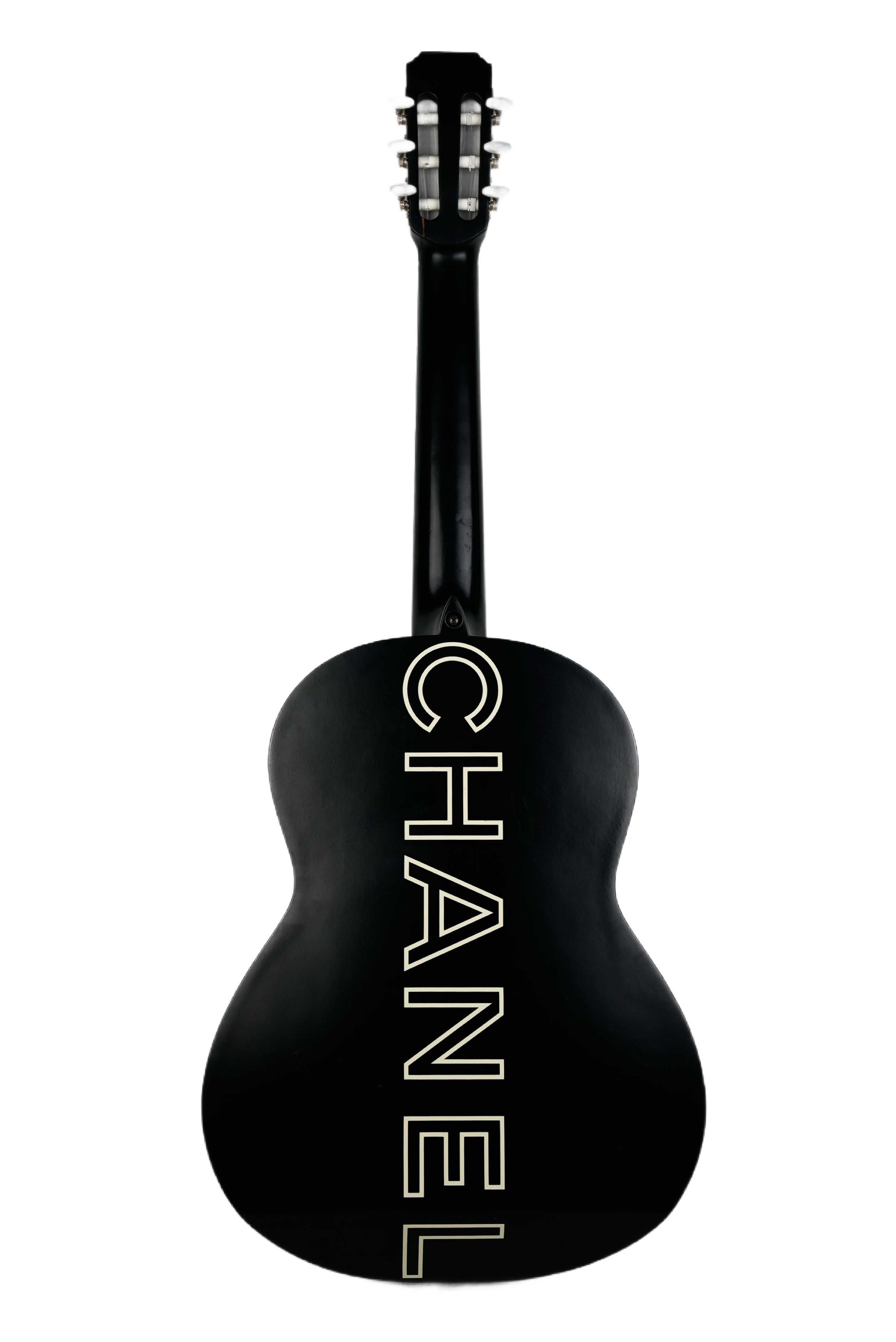 CHANEL SPRING / SUMMER 2009 BLACK LACQUERED CHERRYWOOD CC LOGO ACOUSTIC GUITAR