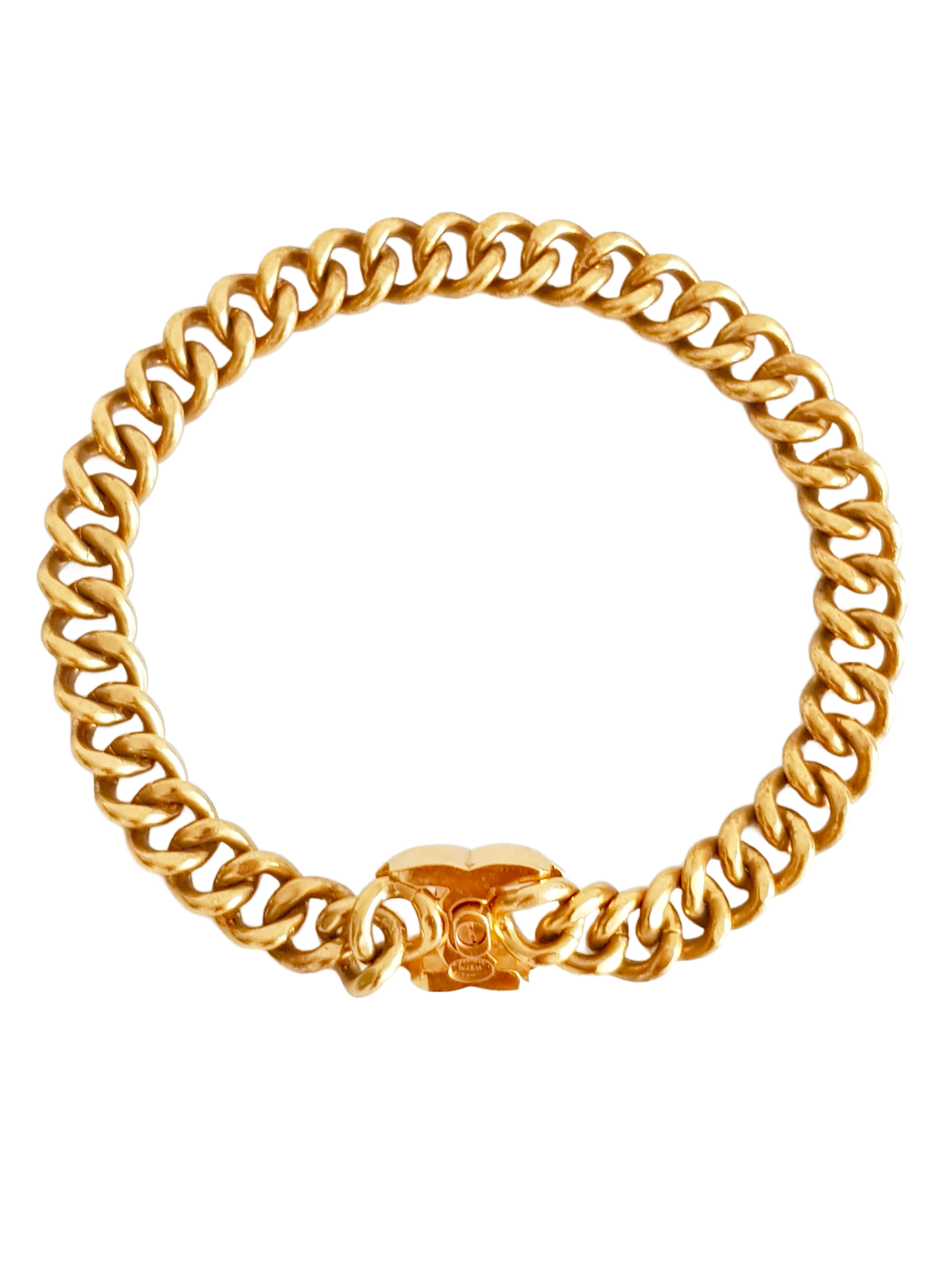 CHANEL FALL / WINTER 1996 (96A) GOLD PLATED CRYSTAL RHINESTONE EXCRUSTED CC LOGO TURNLOCK CHUNKY CHAIN LINK CHOKER