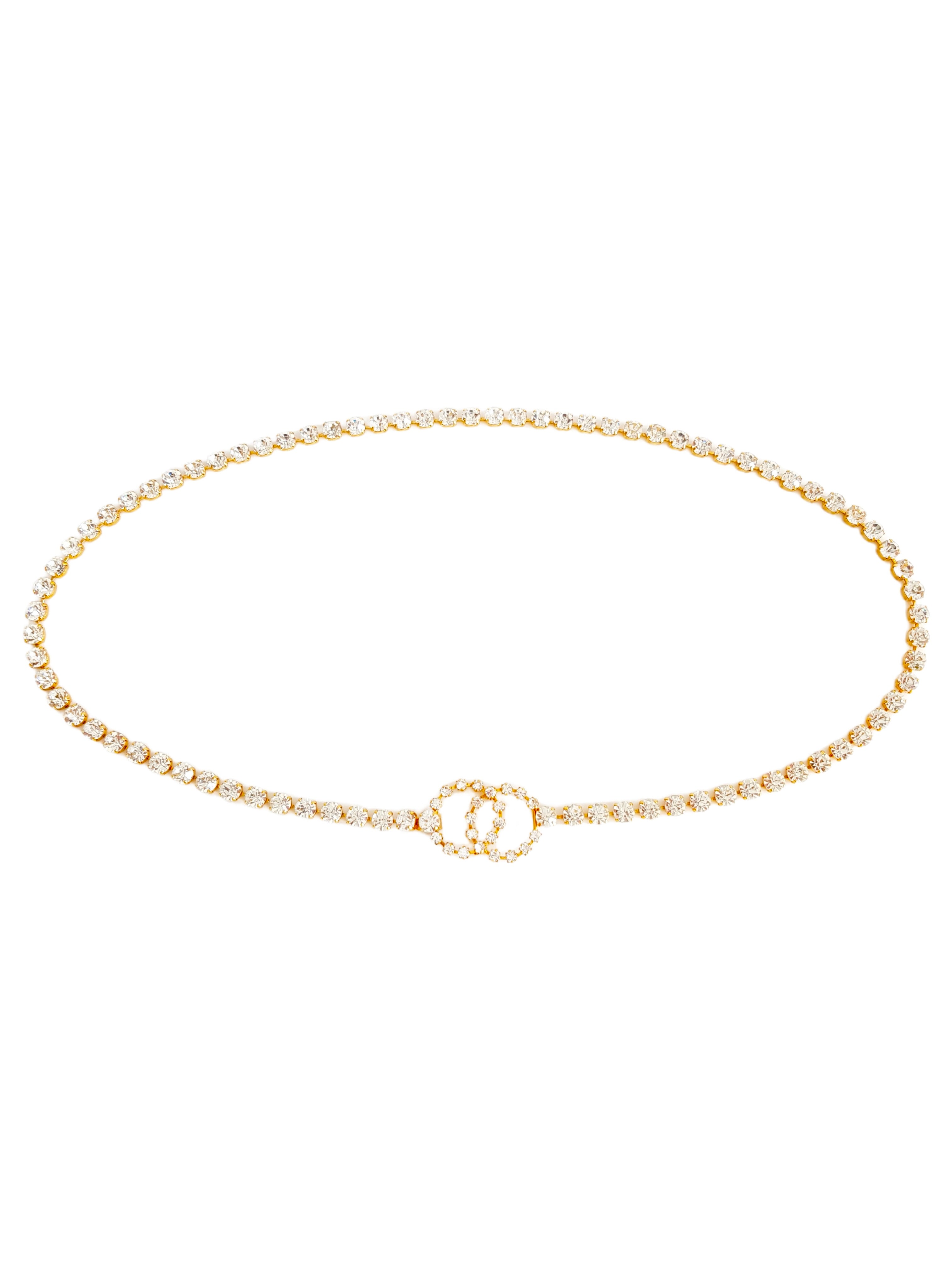 CHANEL SPRING / SUMMER 1995 (95P) SILVER RHINESTONE CC LOGO ‘BARBIE’ CHAIN WAIST BELT