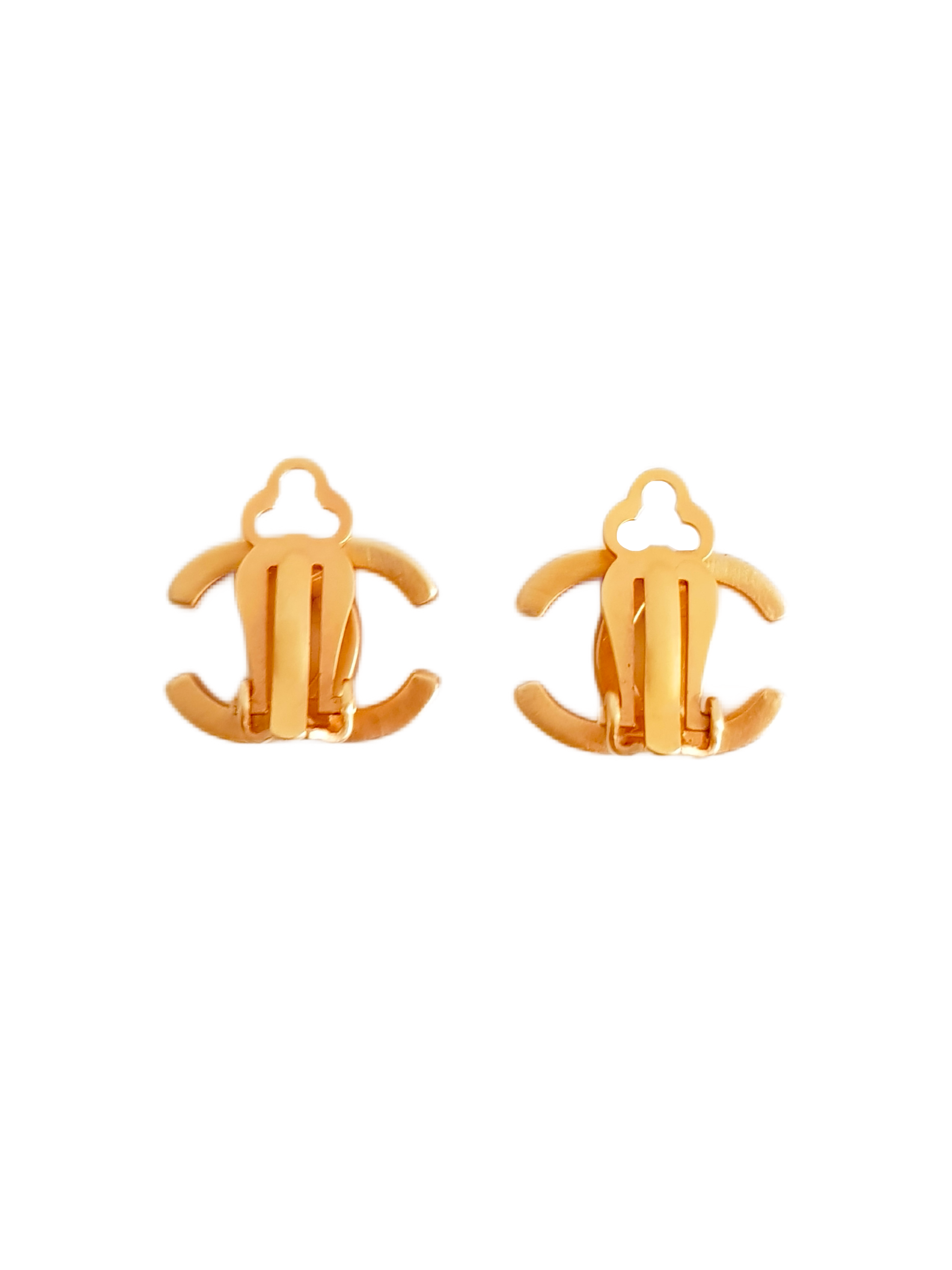 CHANEL SPRING / SUMMER 1999 (99P) ROSE GOLD CC LOGO CLIP-ON EARRINGS