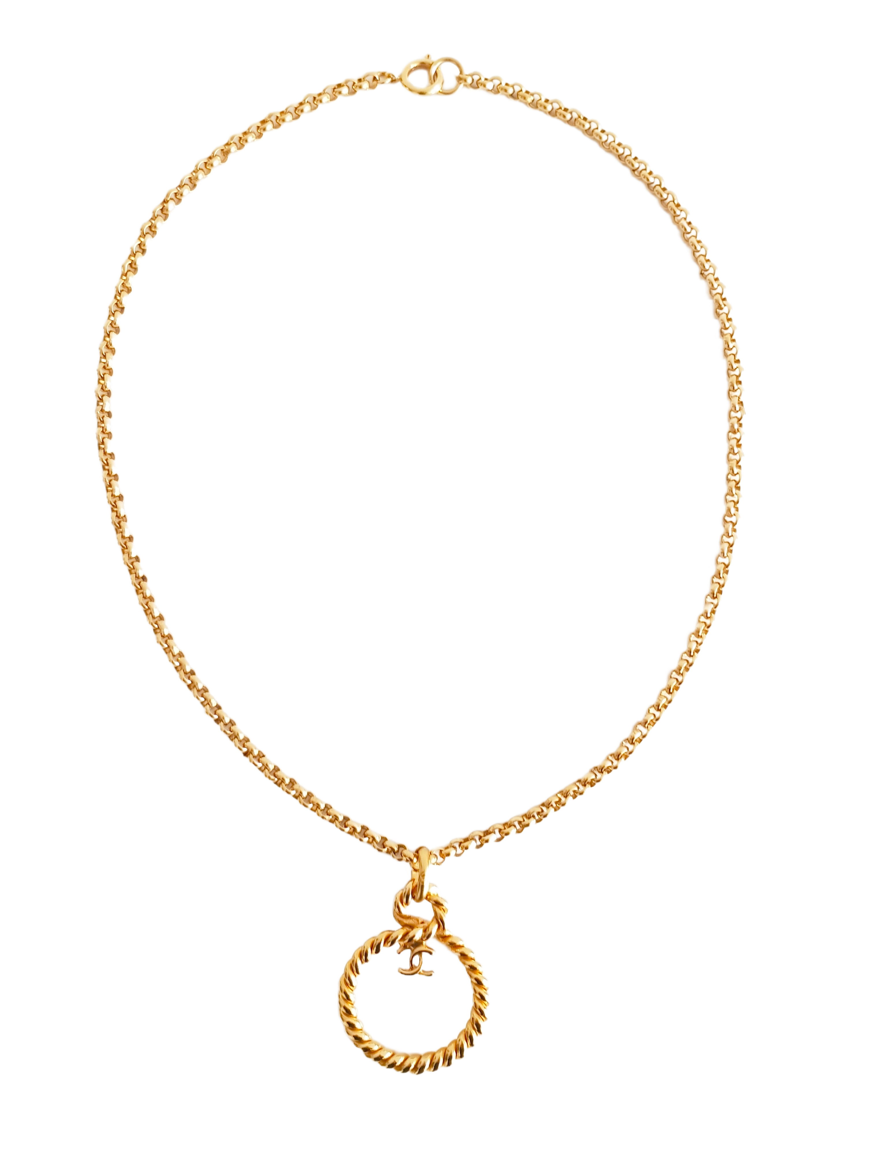 CHANEL FALL / WINTER 1995 (95A) GOLD PLATED CC LOGO MEDALLION NECKLACE