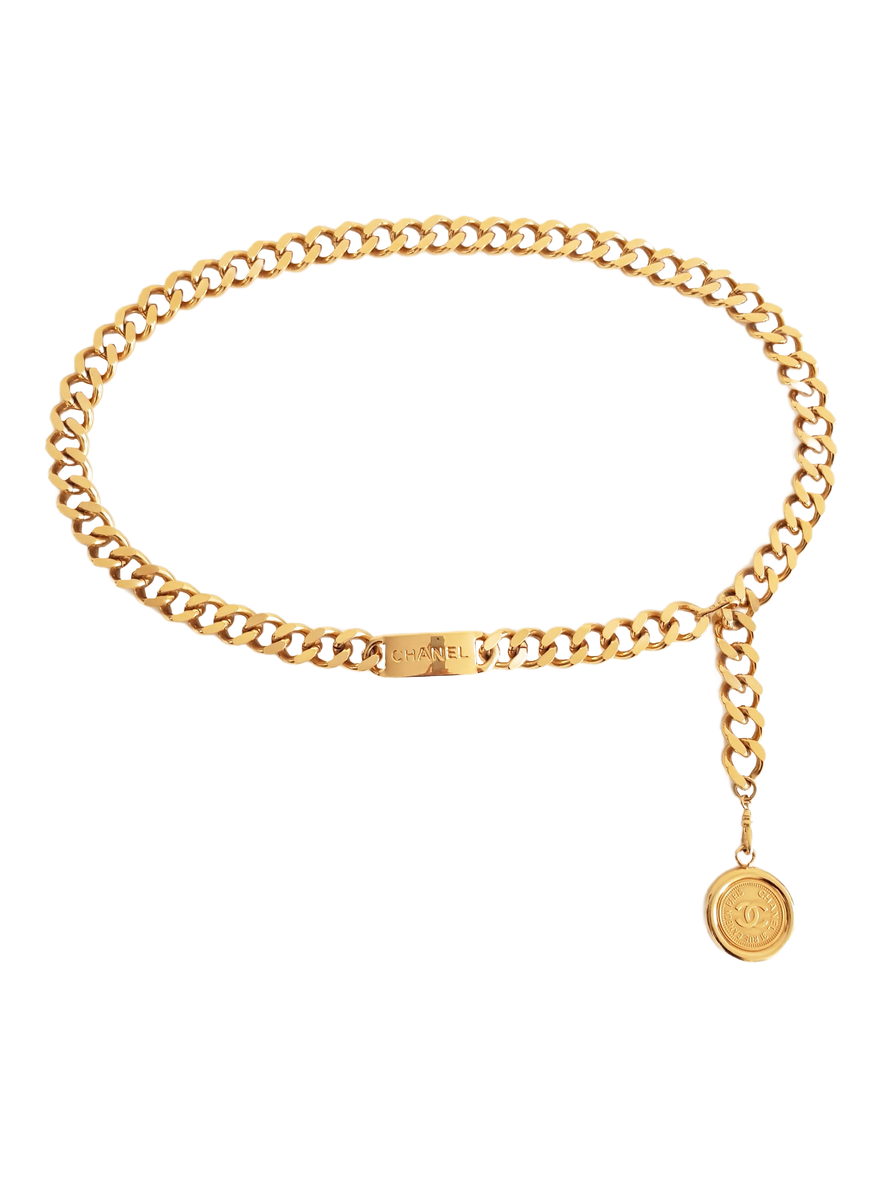 CHANEL FALL / WINTER 1993 (93A) GOLD PLATED CC LOGO MEDALLION CHAIN BELT