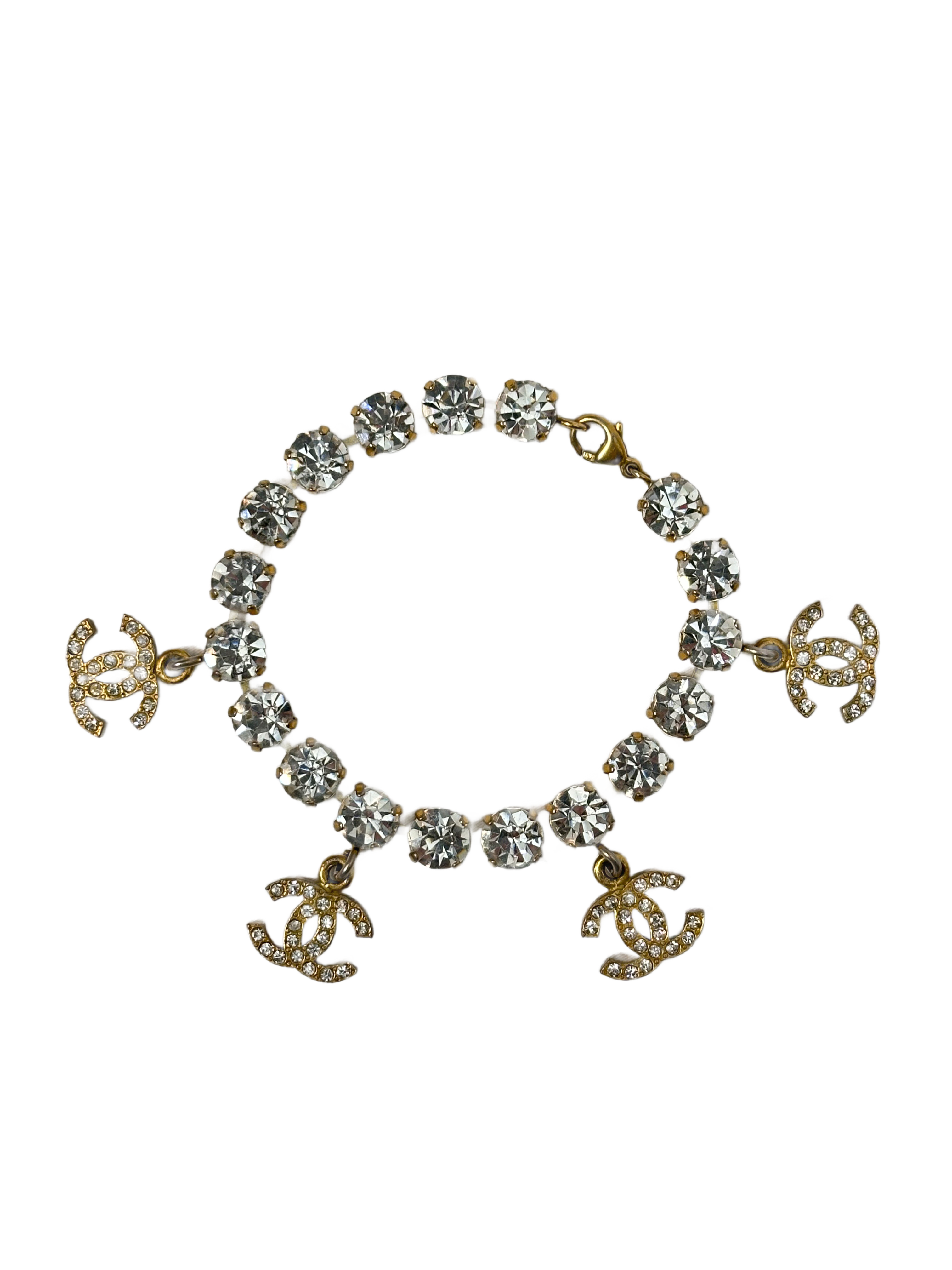 CHANEL SPRING / SUMMER 1995 SILVER RHINESTONE CRYSTAL BARBIE BRACELET