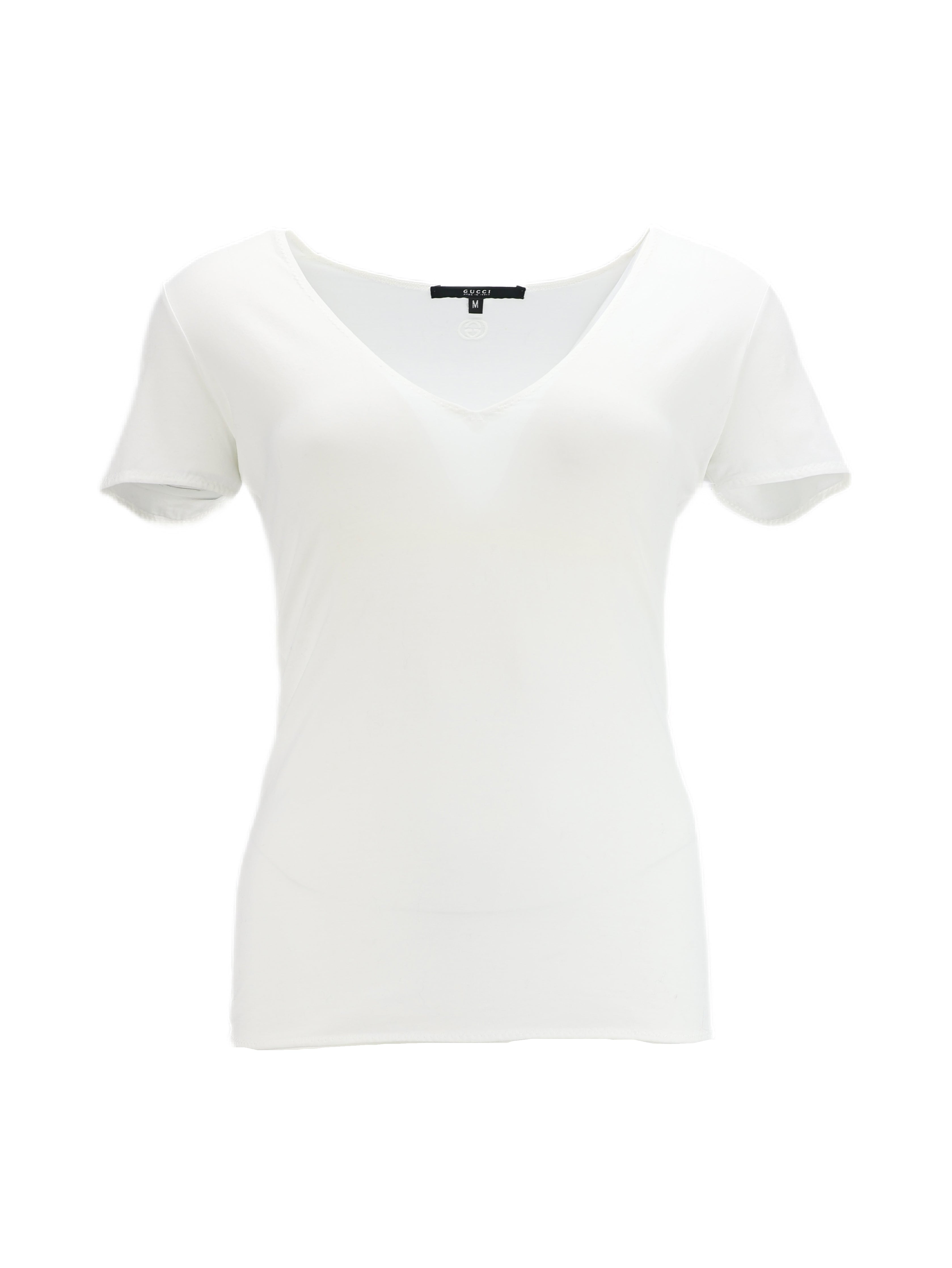 GUCCI TOM FORD WHITE COTTON SHORT SLEEVE STRETCH TOP
