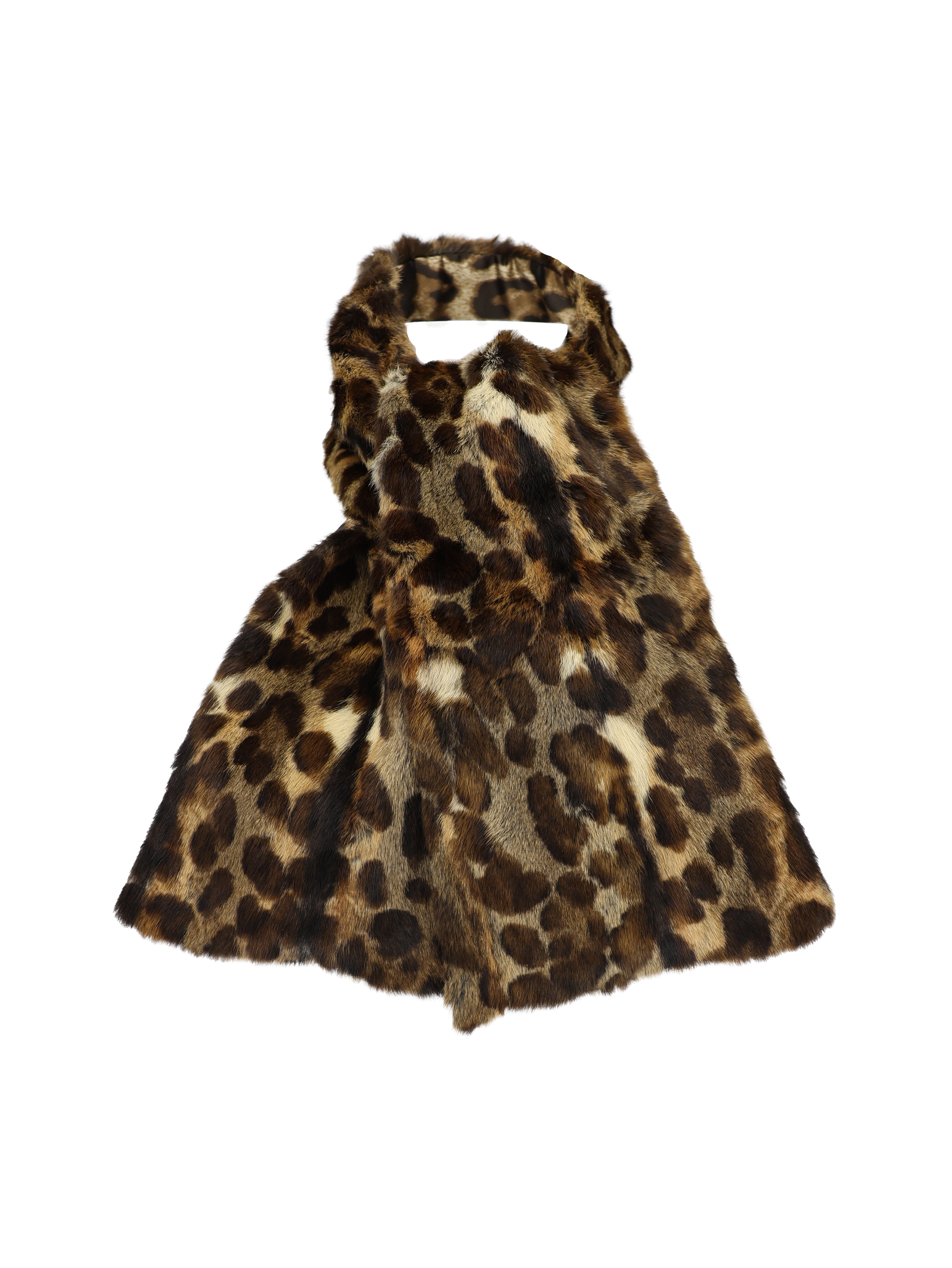 DOLCE AND GABBANA BROWN LEOPARD PRINT NECK SCARF