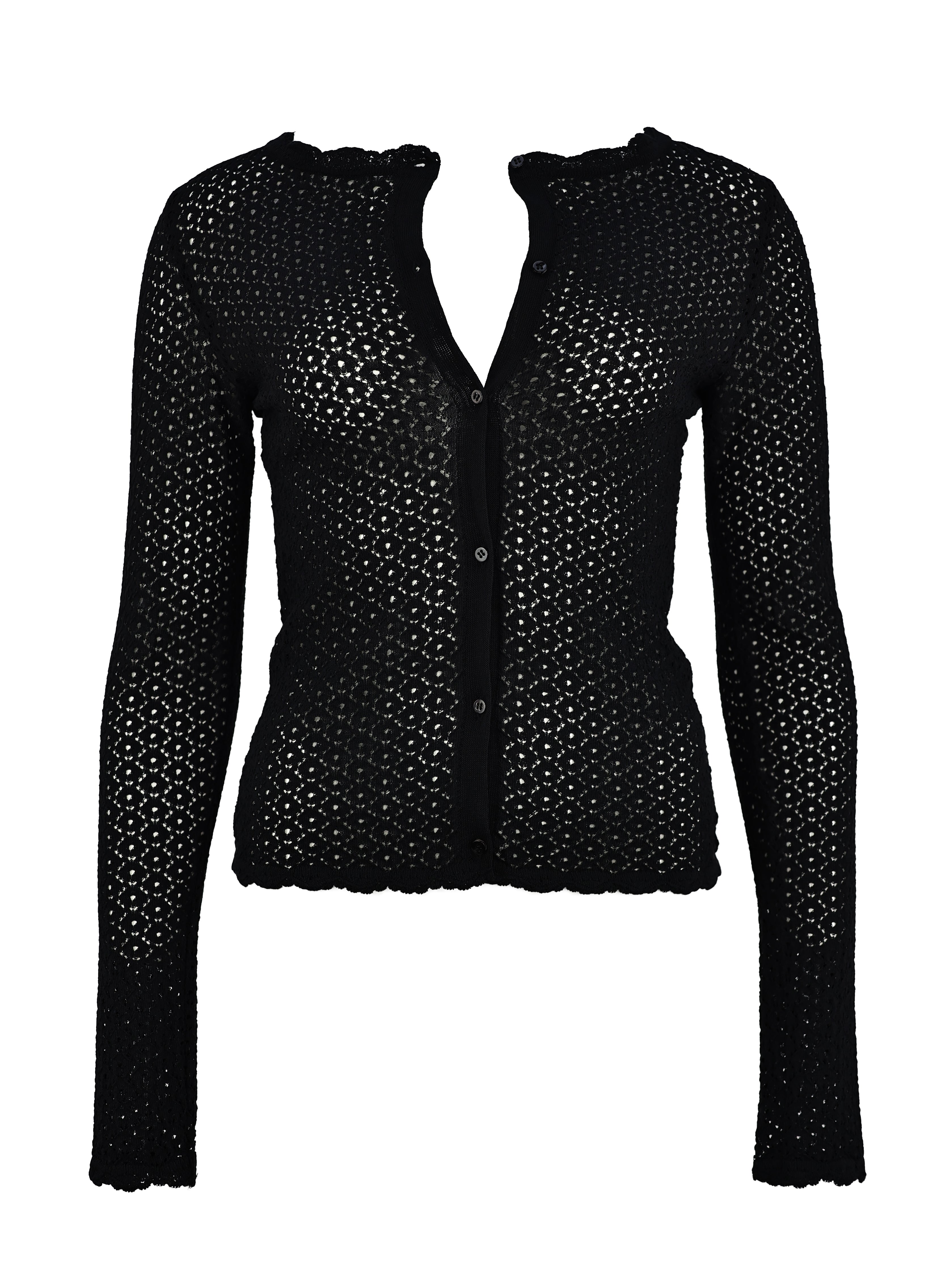 ALAIA BLACK COTTON KNIT BUTTON DOWN LONG SLEEVE CARDIGAN