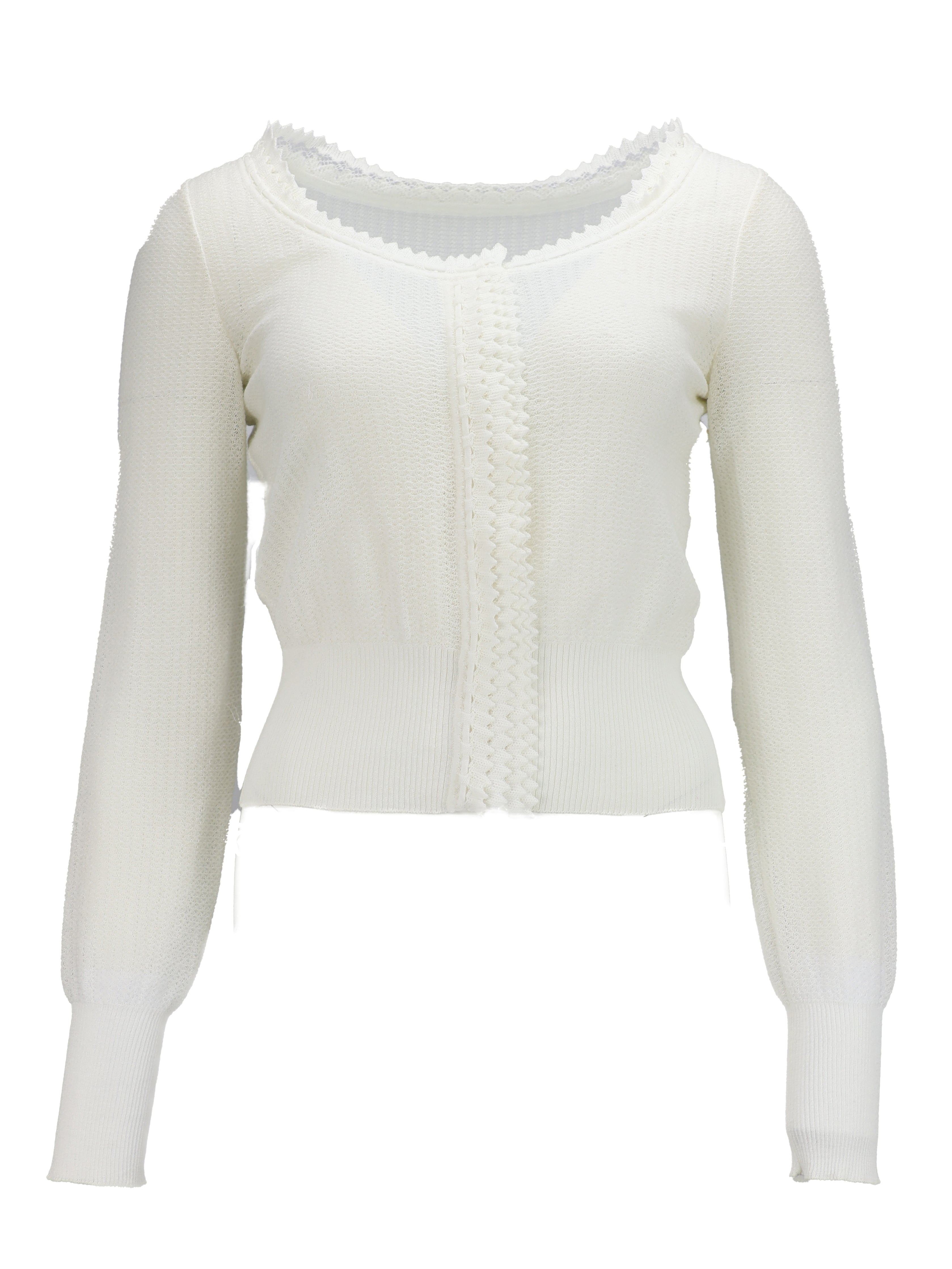 ALAIA WHITE WOOL KNIT LONG SLEEVE BUTTON DOWN CARDIGAN
