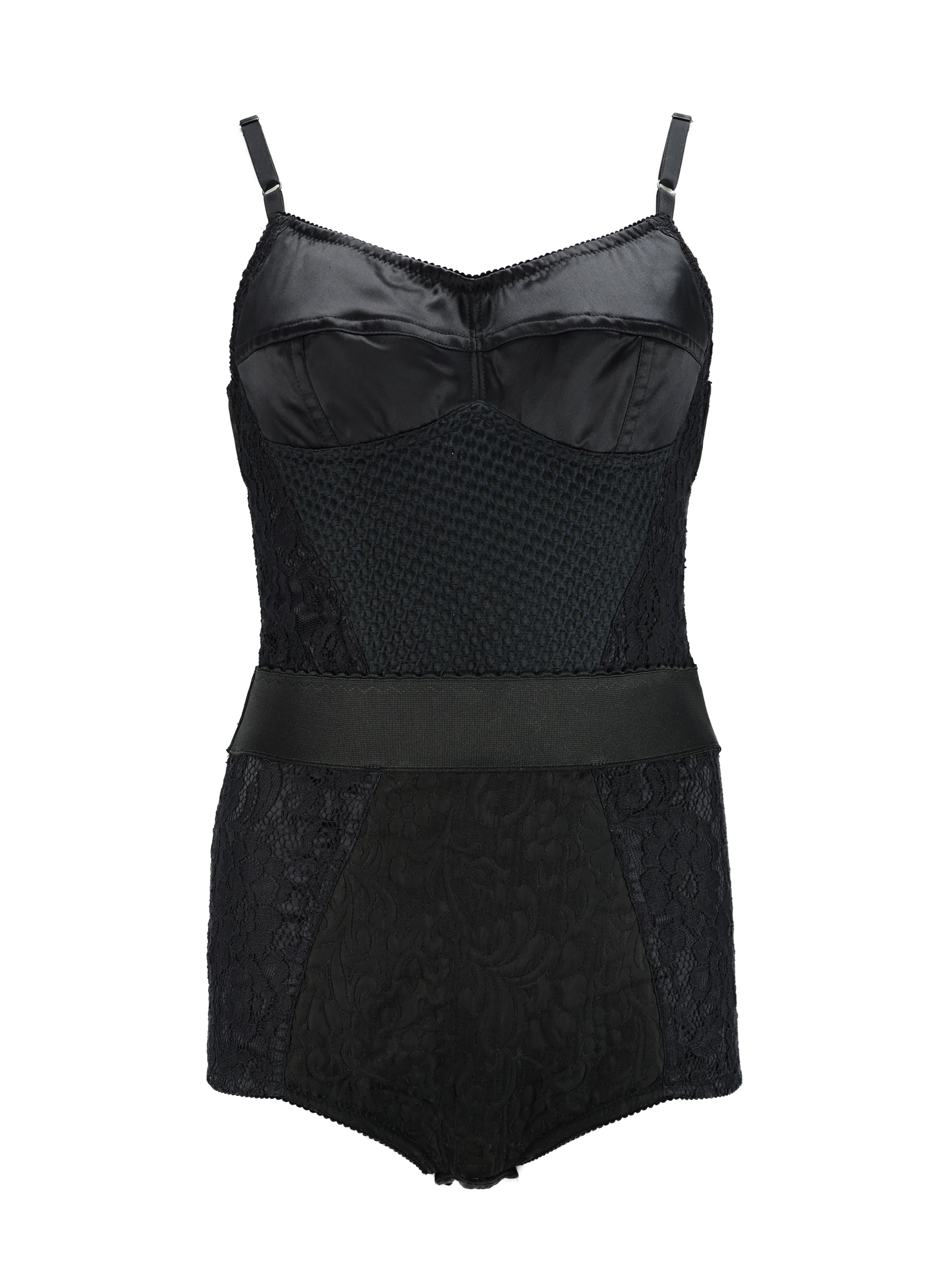 DOLCE AND GABBANA BLACK COTTON LACE BODY