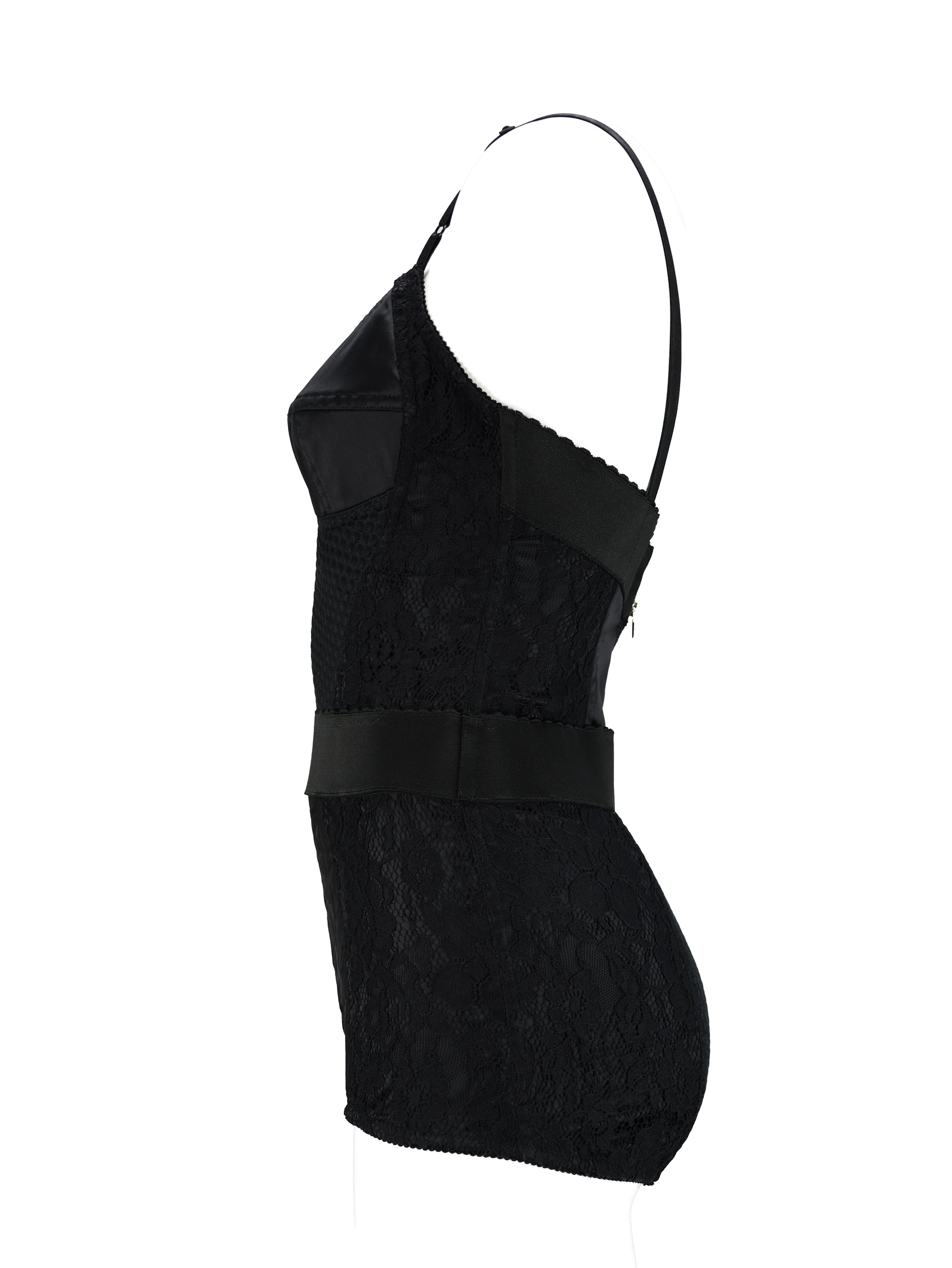 DOLCE AND GABBANA BLACK COTTON LACE BODY