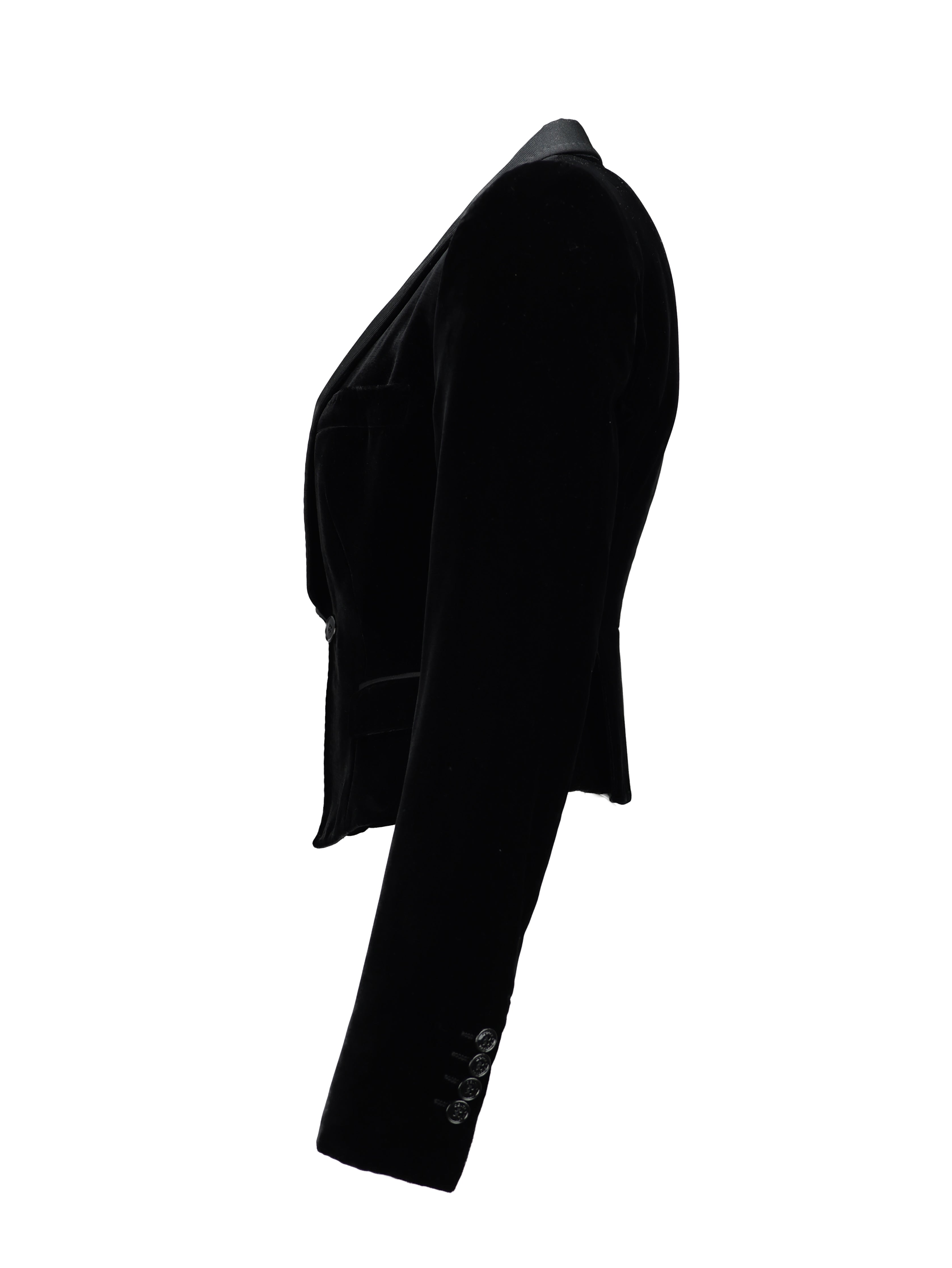 DOLCE AND GABBANA BLACK VELVET LONG SLEEVE BLAZER