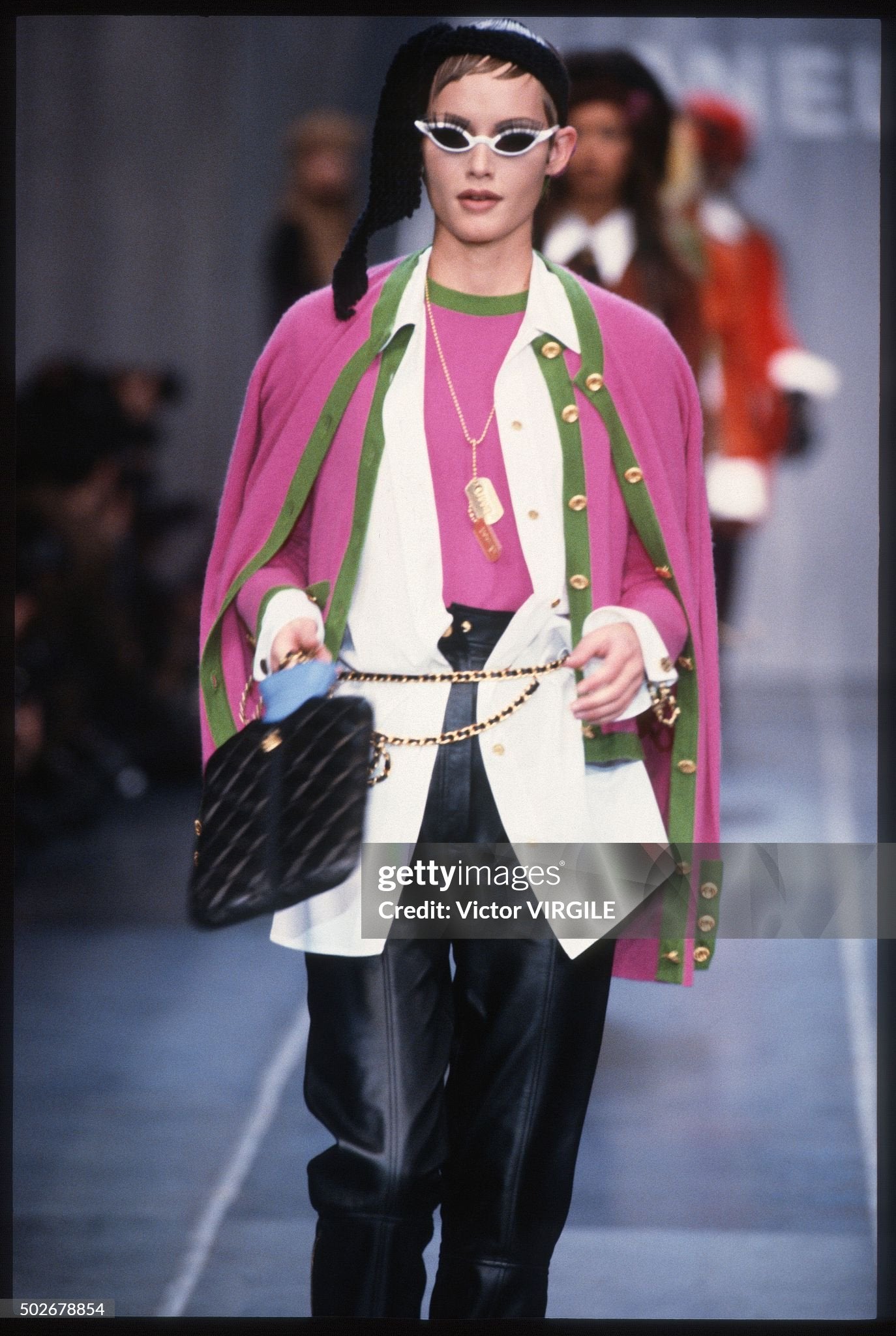 CHANEL FALL / WINTER 1993 BLACK QUILTED LEATHER HOT WATER BOTTLE HOLDER