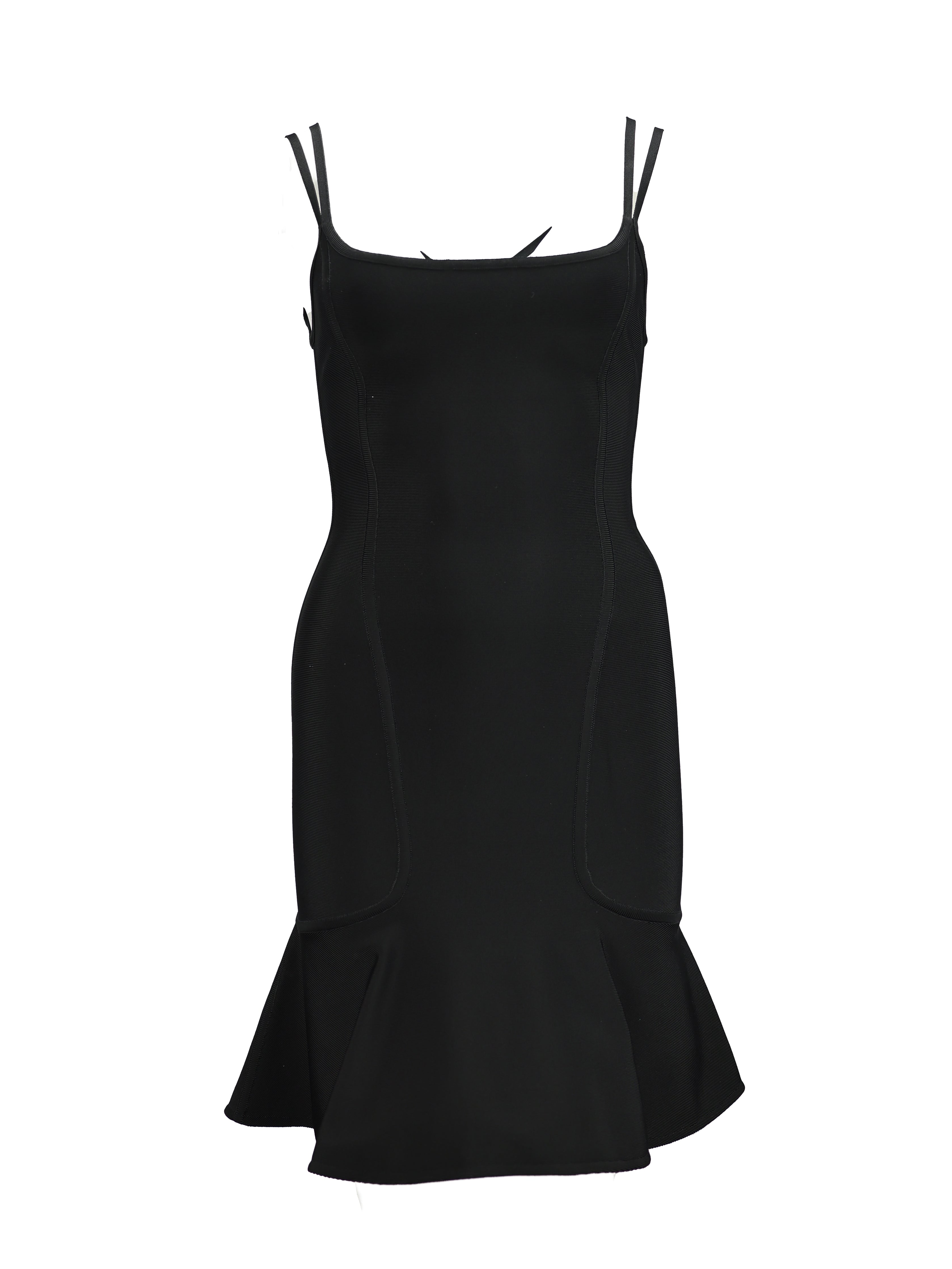 HERVE LEGER HERVE LEROUX COUTURE BLACK SPANDEX BODYCON COCKTAIL DRESS
