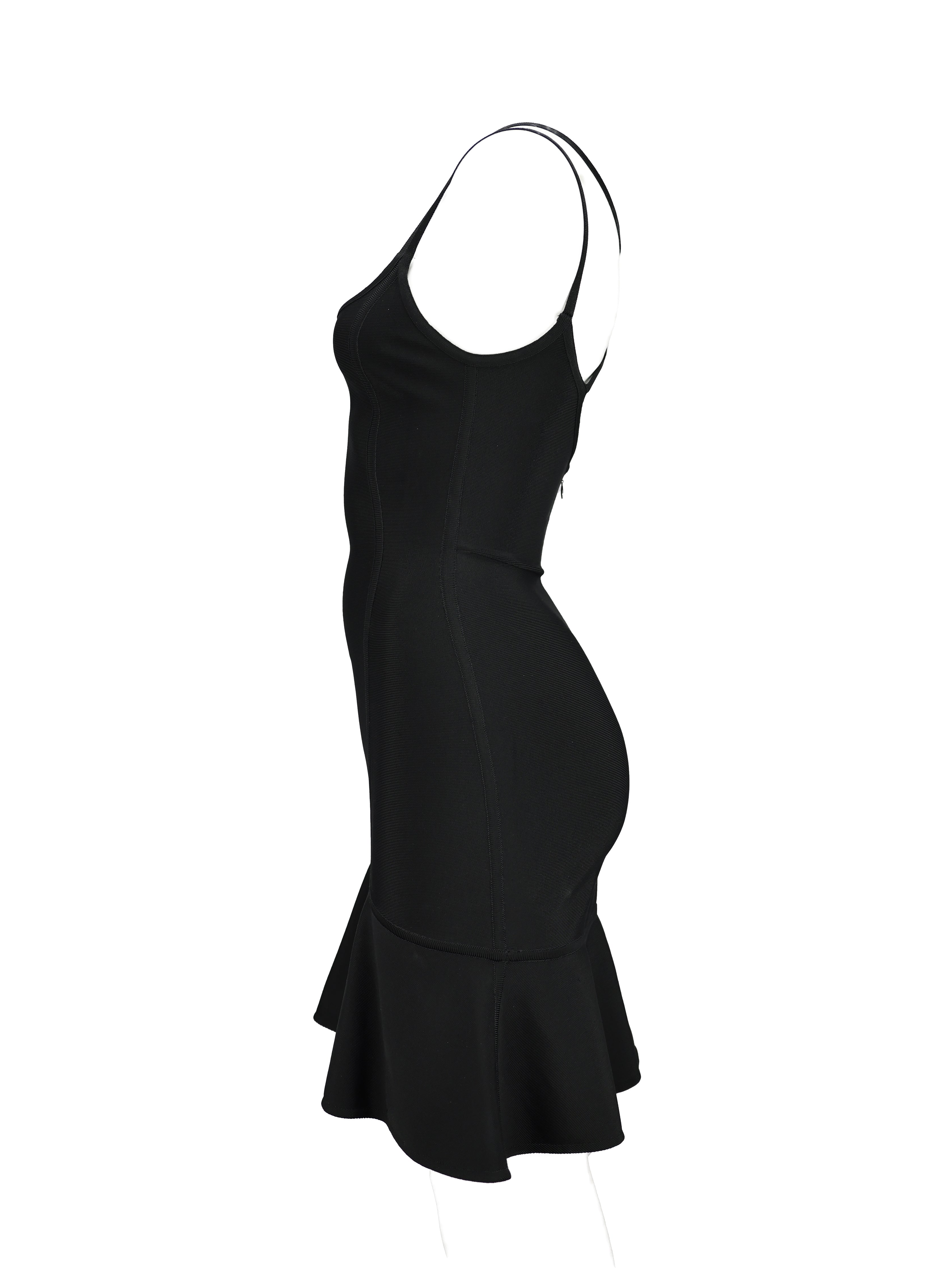 HERVE LEGER HERVE LEROUX COUTURE BLACK SPANDEX BODYCON COCKTAIL DRESS