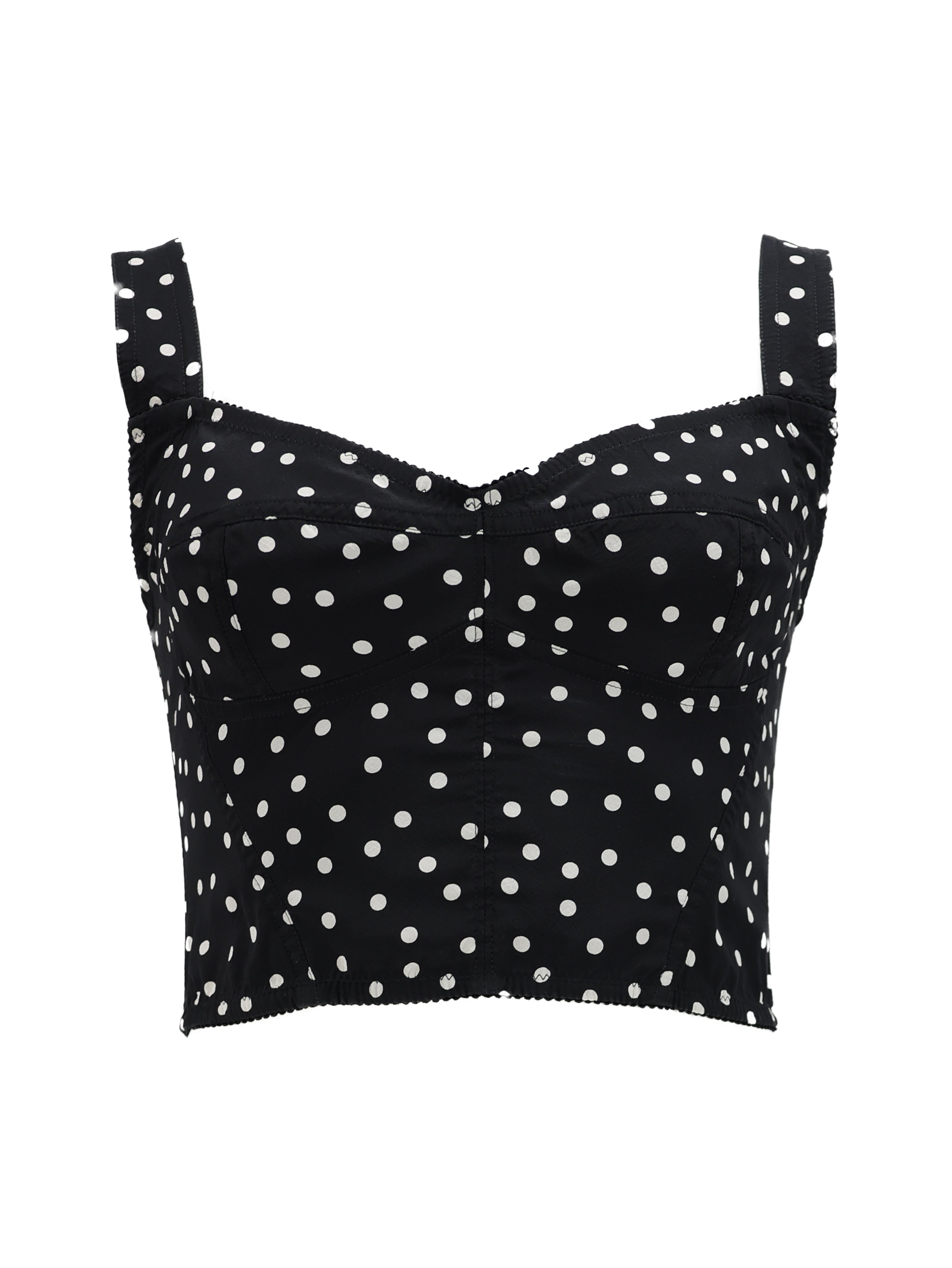 DOLCE AND GABBANA BLACK COTTON POLKADOT TOP