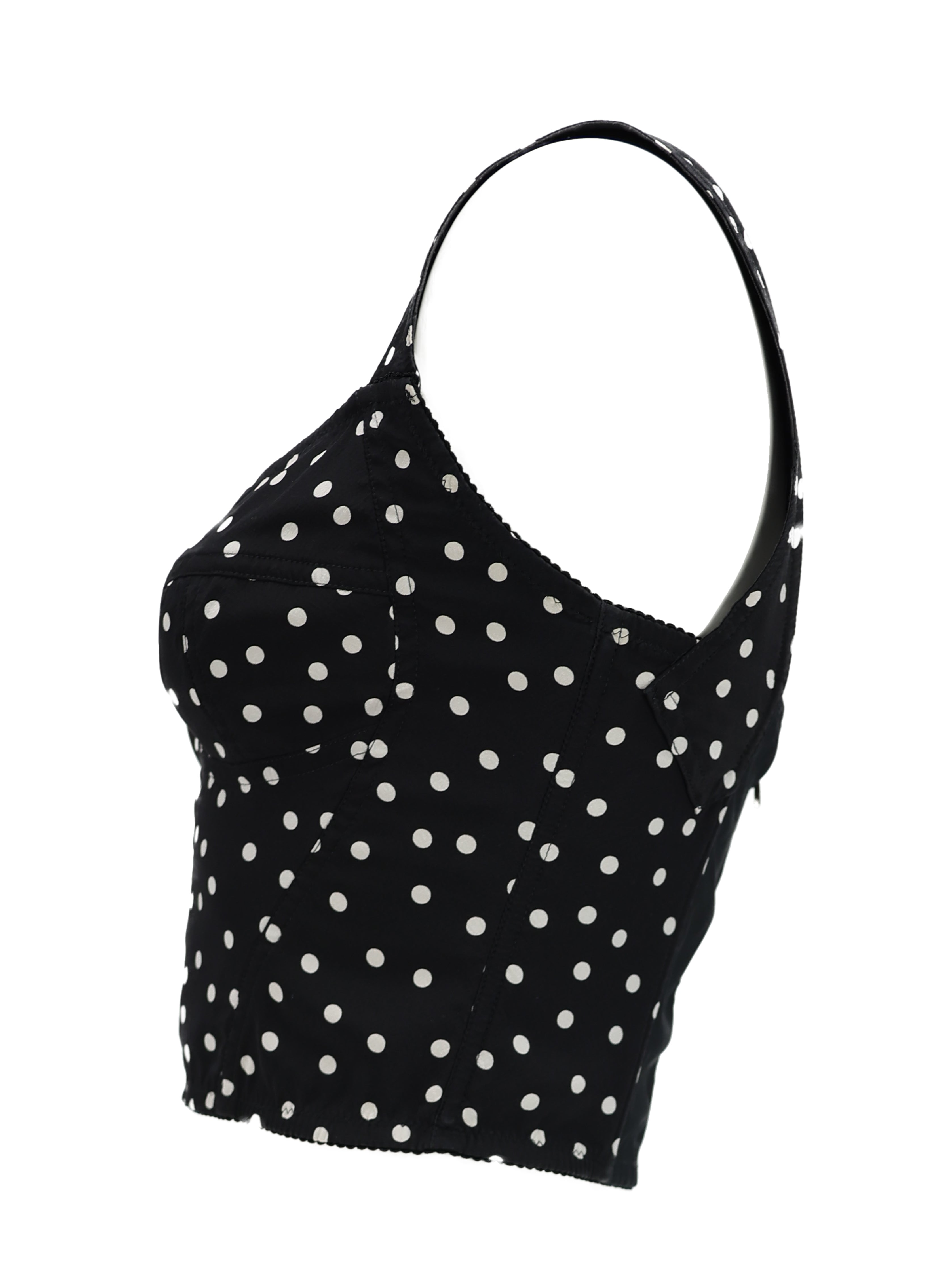 DOLCE AND GABBANA BLACK COTTON POLKADOT TOP
